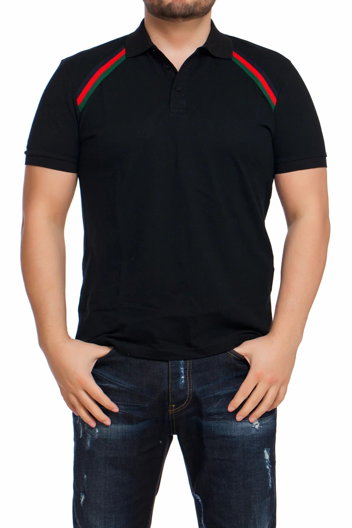 Gucci Men's Polo Shirt In Black Slim Fit Size Outlet Collection 2024