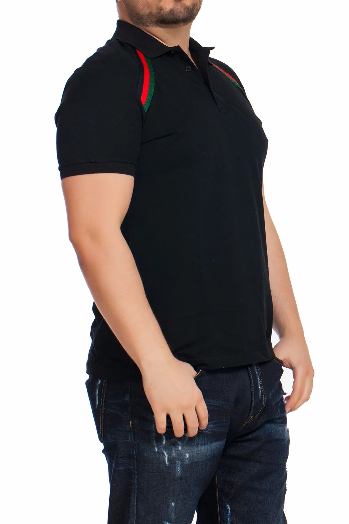 Gucci Men's Polo Shirt In Black Slim Fit Size Outlet Collection 2024